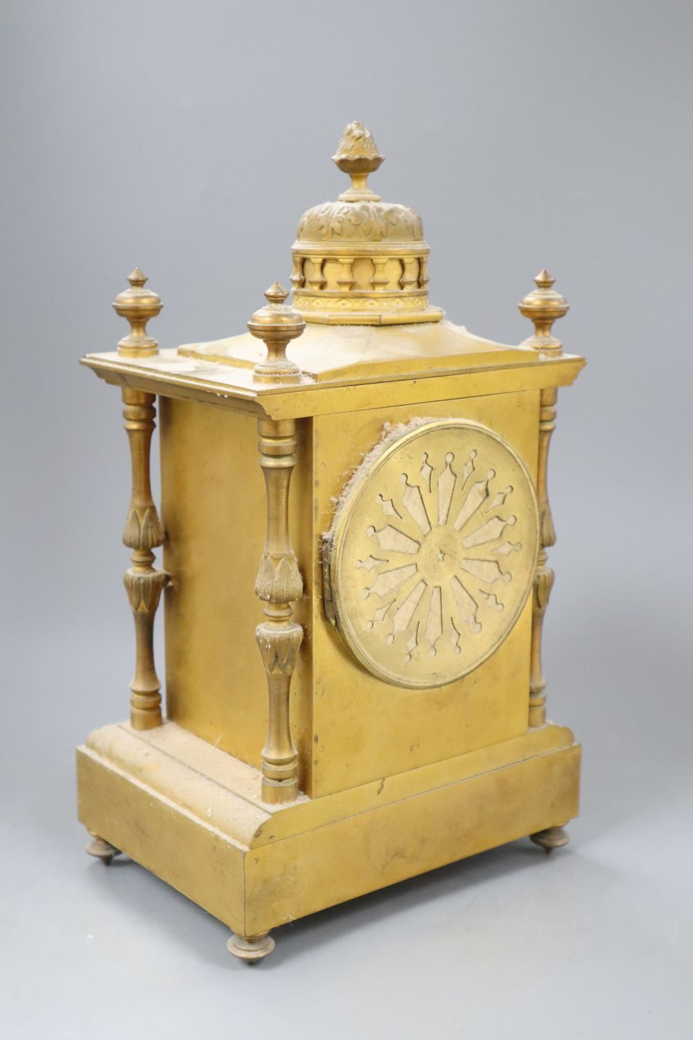 A late 19th century French gilt metal mantel clock, height 34cm